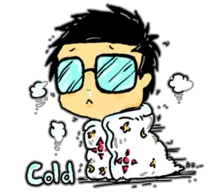 🤒 Cold frio, doente, gripe, inverno, doença whatsapp sticker