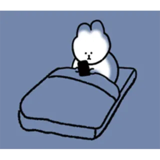 📱 coelho, cama, telefone, desenho animado, fofo, dormindo telegram sticker