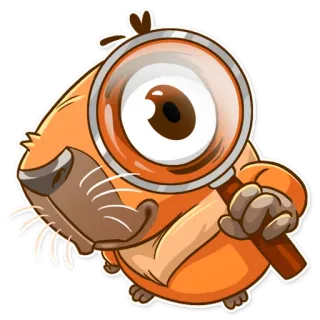 👁 สัตว์, บีเวอร์, แว่นขยาย, การ์ตูน, น่ารัก, ค้นหา, นักสืบ telegram sticker
