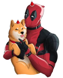 🐶 Deadpool Deadpool, dog, cute, Marvel, comic book, superhero, Shiba Inu telegram sticker