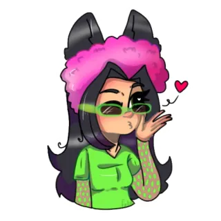 😘 การ์ตูน, ตัวละคร, ผู้หญิง, แว่นตา, สีชมพู, น่ารัก telegram sticker