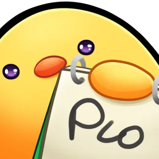 🐤 Pio lindo, pájaro, nota, amarillo, dibujos animados, personaje whatsapp sticker