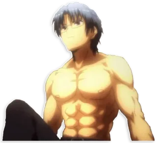 💪 Anime, Masculino, Sin camisa, Gafas, Musculoso telegram sticker