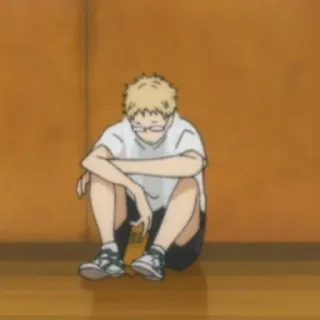 🍙 Kei Tsukishima Haikyuu!! anime, Haikyuu, Kei Tsukishima, sitting, sad, volleyball, glasses telegram sticker
