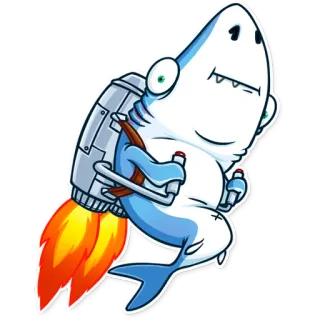 😳 Акула, Реактивный ранец, Мультфильм, Животное telegram sticker