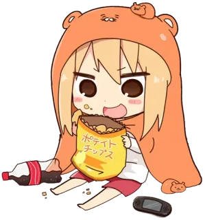 🥧 ポテイト チップス Anime, Fille, Snack, Chips, Kawaii, Mignon, Manger, Dessin animé whatsapp sticker