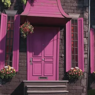 ✨️ haus, tür, rosa, blumen, außen, gebäude telegram sticker