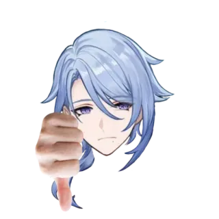 👍 Ayato Genshin Impact Аято, Genshin Impact, аниме, персонаж, не нравится, палец вниз whatsapp sticker