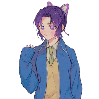 😅 Shinobu Kocho Demon Slayer Anime, Thanh gươm diệt quỷ, Shinobu Kocho, tóc tím, Kawaii, Bướm, Fanart telegram sticker