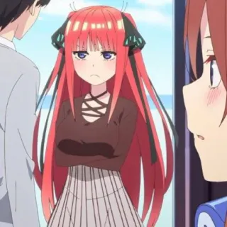 🍷 Nino Nakano The Quintessential Quintuplets Anime, Mangá, Personagem, Cabelo ruivo, Garota, The Quintessential Quintuplets whatsapp sticker