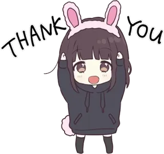💗 THANK YOU thank you, anime, bunny, girl, cute, sticker telegram sticker