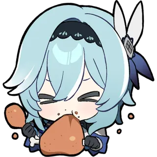 🍖 Eula Genshin Impact Eula, Genshin Impact, frango, comida, chibi, anime telegram sticker