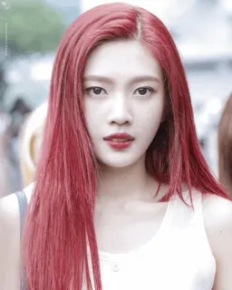 🌨 wanita, rambut merah, potret, kecantikan, mode, Korea telegram sticker