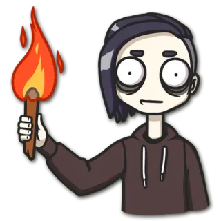 🔥 tocha, fogo, moletom com capuz, desenho animado, luz, pessoa telegram sticker