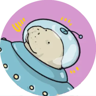 🛸 космос, астронавт, ламантин, морская корова, шлем, милый, животное whatsapp sticker