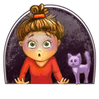 😱 Dessin animé, Fille, Chat, Surpris, Mignon whatsapp sticker