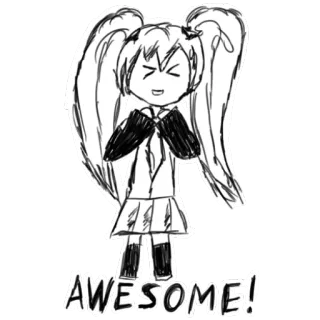 👌 AWESOME! アニメ, かわいい, 女の子, すごい, ちび, 漫画, スケッチ, イラスト telegram sticker
