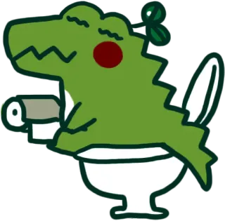 🚽 dinosaurus, tisu toilet, toilet, lucu, kartun, binatang telegram sticker