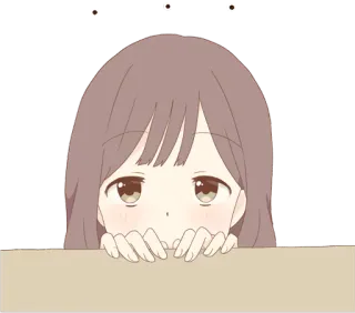 😶 anime girl, peeking, cute, cartoon, illustration telegram sticker