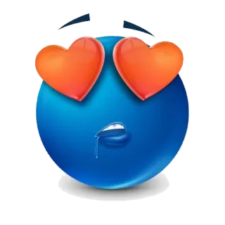 😍 emoji, amor, olhos de coração, azul, baba, luxúria whatsapp sticker