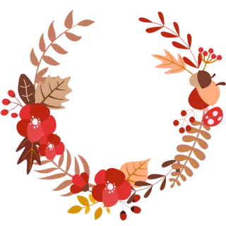 💐 floral, outono, outono, folhas, flores, guirlanda, frutas vermelhas telegram sticker