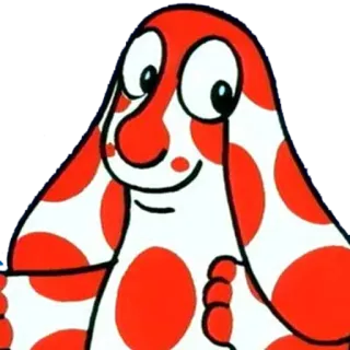 😋 Blobby pâteux, personnage de dessin animé, rouge, blanc, taches whatsapp sticker