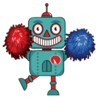 🎊 робот, помпоны, чирлидинг, мультфильм, искусственный интеллект telegram sticker