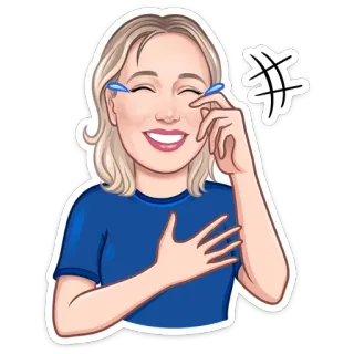 😂 ridere, piangere, donna, felice, emoji, adesivo telegram sticker
