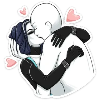 😘 จูบ, ความรัก, กอด, คู่รัก, ความรัก, ความเสน่หา, การ์ตูน, สติกเกอร์ telegram sticker