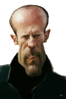 😬 Jason Statham карикатура, актер, лысый, знаменитость, портрет telegram sticker