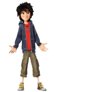 😀 Hiro Hamada Big Hero 6 dibujos animados, niño, personaje, animado, amigable, Disney, héroe whatsapp sticker