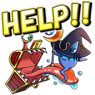 😩 HELP!! giúp đỡ, quái vật, hoạt hình, sinh vật, phù thủy, sợ hãi telegram sticker