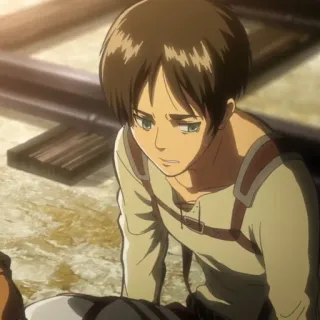 🗡 Eren Yeager Attack on Titan Anime, Ataque dos Titãs, Eren Yeager, Triste, Mangá, Personagem whatsapp sticker