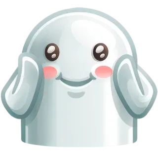 😊 carino, fantasma, amichevole, kawaii, cartone animato whatsapp sticker
