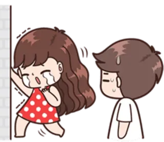 😭 pleurer, triste, détressé, dessin animé, couple, relation telegram sticker