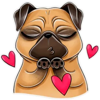 🥰 perro, carlino, amor, corazones, lindo, animal, dibujo animado telegram sticker