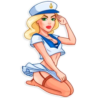 ⚓ sailor, woman, pinup, military telegram sticker