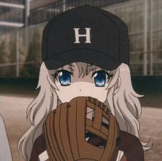 🤍 Anime, Baseball, Ragazza, Cappello, Guanto, Personaggio telegram sticker