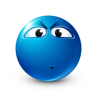 🤨 enojado, azul, emoji, cara, dibujos animados whatsapp sticker