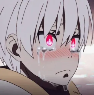 ♥️ anime, crying, sad, red eyes, character telegram sticker