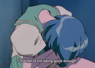 🌟 I'm tired of not being good enough. Anime, Traurig, Müde, Blaue Haare, Depression telegram sticker