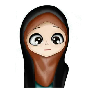 😳 woman, hijab, cartoon, islam, girl telegram sticker