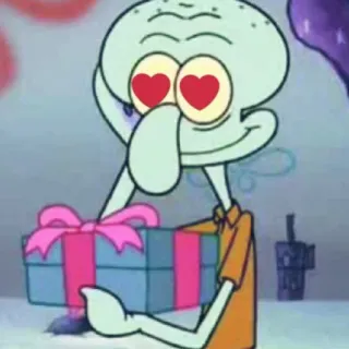 ➰ Squidward Spongebob Squarepants cartoon, Squidward Tentacles, Spongebob, gift, love, hearts telegram sticker