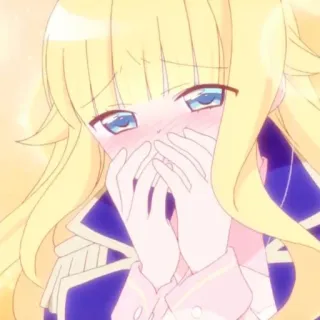☁️ Anime, Pelo rubio, Linda, Chica, Llorando, Avergonzada whatsapp sticker