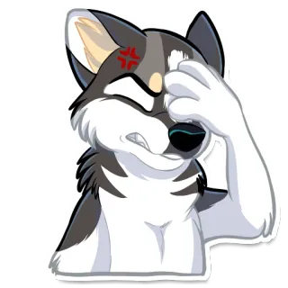 😝 lobo, furry, zangado, frustrado, animal, desenho animado, emoji telegram sticker