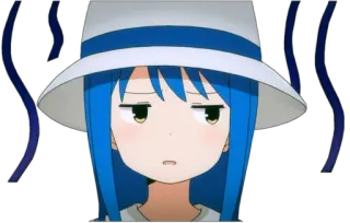 😅 Anime, Ragazza, Cappello, Triste, Confuso/a, Cartone animato telegram sticker