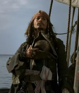 👌 Jack Sparrow Pirates of the Caribbean pirate, capitaine, film, personnage, chapeau, mer whatsapp sticker