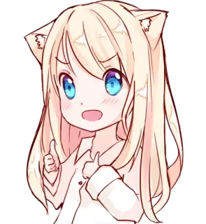 👍 Anime, Nekomimi, Kawaii, Mignon, Manga, Fille Anime whatsapp sticker