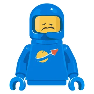 😖 lego, luar angkasa, astronot, mainan, karakter, sedih, biru whatsapp sticker