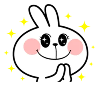 ☺️ konijn, schattig, sticker, cartoon, dier, wit, roze, glitter telegram sticker